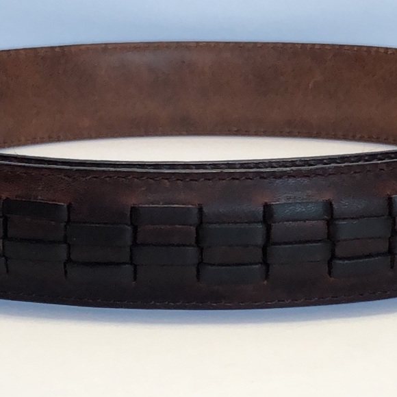 Dark Brown Solid Brass Genuine Leather Belt size 34 - Picture 5 of 12